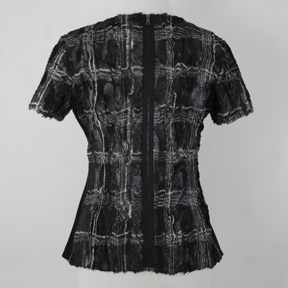 BCBG maxazria $198 Tulum Sz S Black White Combo Eyelash 100% Polyester Top - Picture 8 of 16